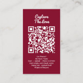 Burgundy Photo Sharing Capture Love QR Code  名刺 (裏面)