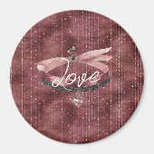 Burgundy Pink Bow Heart Necklace マグネット (正面)