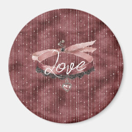 Burgundy Pink Bow Heart Necklace マグネット