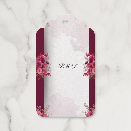 Burgundy Pink Elegant Wedding ギフトタグ (裏面)