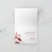 Burgundy & Pink Floral Fall Wedding Thank You Card サンキューカード (内部)