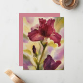 Burgundy Pink Iris Flower Art Note Card Set ノートカード (正面/裏面インサイチュ)
