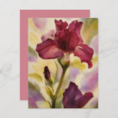 Burgundy Pink Iris Flower Art Note Card Set ノートカード (正面/裏面)