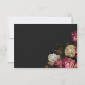 Burgundy & Pink Romantic Rose Black Moody Wedding 出欠カード (裏面)