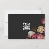 Burgundy Pink Romantic Rose Black Moody Wedding QR 出欠カード (裏面)