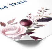 Burgundy & Pink Roses Wedding Thank You フォトプリント (角)