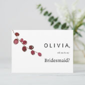 Burgundy pink watercolor berries floral Bridesmaid 招待状 (スタンド正面)