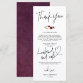 Burgundy Placeモダン設定サンキューカード プログラム (正面/裏面)