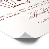 Burgundy Playing Card Guest Book Wedding  ポスター (角)