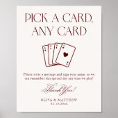 Burgundy Playing Card Guest Book Wedding  ポスター (正面)