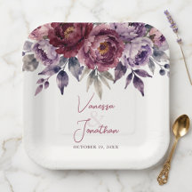 Burgundy Plum Watercolor Peony Fall Wedding
