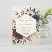 Burgundy Poetic Bloom Wedding 招待状 (スタンド正面)