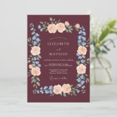 Burgundy Poetic Fall Wedding 招待状 (スタンド正面)