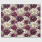 Burgundy Poinsettia Christmas Pattern (1) ラッピングペーパー (フラット)