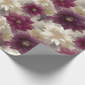 Burgundy Poinsettia Christmas Pattern (1) ラッピングペーパー (角)