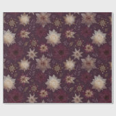 Burgundy Poinsettia Christmas Pattern (2) ラッピングペーパー (フラット)
