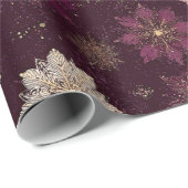 Burgundy Poinsettia Christmas Pattern (4) ラッピングペーパー (ロールコーナー)