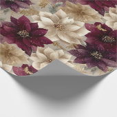 Burgundy Poinsettia Christmas Pattern (5) ラッピングペーパー (角)
