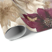 Burgundy Poinsettia Christmas Pattern (5) ラッピングペーパー (ロールコーナー)