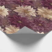 Burgundy Poinsettia Christmas Pattern (6) ラッピングペーパー (角)