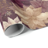 Burgundy Poinsettia Christmas Pattern (6) ラッピングペーパー (ロールコーナー)