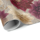 Burgundy Poinsettia Christmas Pattern (7) ラッピングペーパー (ロールコーナー)