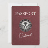 Burgundy Poland Passport日付の保存 セーブザデート (正面)