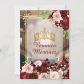 Burgundy Princess Palace Dress Pink Floral 15 Años 招待状 (裏面)