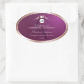 Burgundy Product Label Rose Gold Frame Monogram 楕円形シール (バッグ)