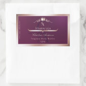 Burgundy Product Label Rose Gold Frame Monogram 長方形シール (バッグ)