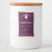 Burgundy Product Label Silver Frame Logo Monogram フードラベル (正面)