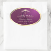 Burgundy Product Label with Gold Border Monogram 楕円形シール (バッグ)