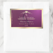 Burgundy Product Label with Gold Border Monogram 長方形シール (バッグ)