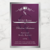 Burgundy Product Label with Silver Frame Monogram フードラベル (シングルラベル)