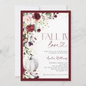 Burgundy Pumpkin Fall in Love Gold Floral 招待状 (正面)