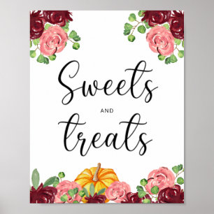 Burgundy pumpkin sweets and treats baby shower ポスター