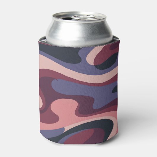 Burgundy Purple Pink Camo Swirls Can Cooler 缶クーラー (缶正面)