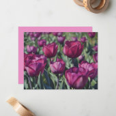 Burgundy Purple Tulip Flower Art Note Card Set ノートカード (正面/裏面インサイチュ)