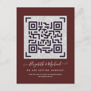 BURGUNDY QRスキャンコードの結婚ウェブサイト詳細 ポストカード