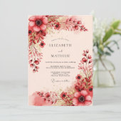Burgundy Radiant Romantic Wedding 招待状 (スタンド正面)
