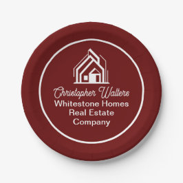 Burgundy Real Estate Company Custom Realtor ペーパープレート