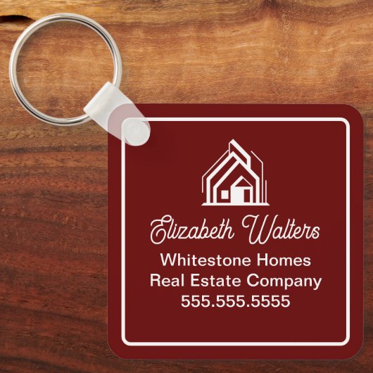 Burgundy Real Estate Company Personalized Realtor キーホルダー (正面)
