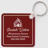 Burgundy Real Estate Company Personalized Realtor キーホルダー (裏面)
