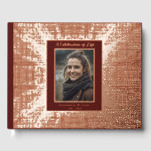 Burgundy Real Foil Funeral Guest Books Maroon ゲストブック (正面)