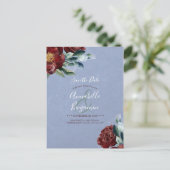 Burgundy RedとDusty Blueフローラ保存日 案内ポストカード (スタンド正面)