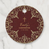 Burgundy Redの確認ヴィンテージ金ゴールド エレガント フェイバータグ (正面)