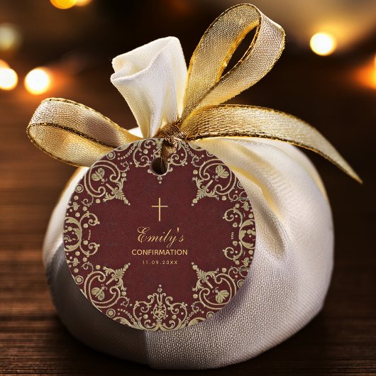 Burgundy Redの確認ヴィンテージ金ゴールド エレガント フェイバータグ