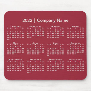 Burgundy Redの2022年カレンダシンプルー会社名 マウスパッド