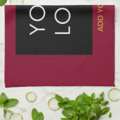 Burgundy Redカスタマイズ可能なビジネスあなたのロゴを追加 キッチンタオル (折り畳み)