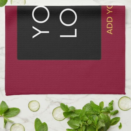 Burgundy Redカスタマイズ可能なビジネスあなたのロゴを追加 キッチンタオル (折り畳み)